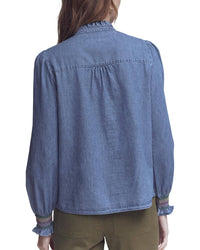 Boden Boden Esme Smocked Denim Frill Top