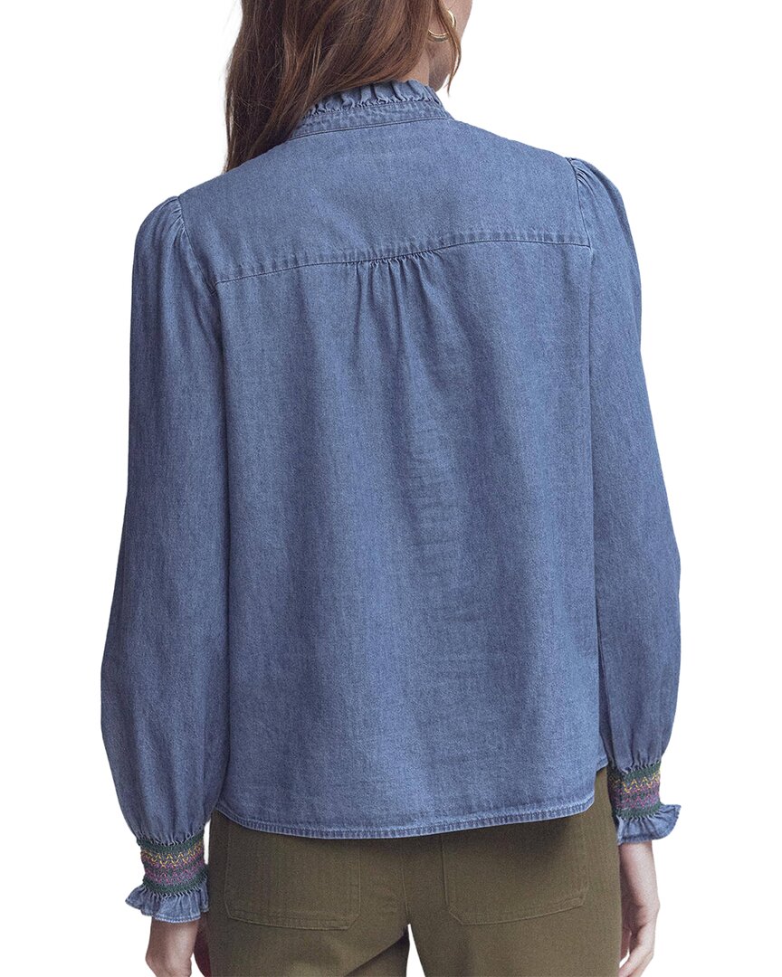 Boden Boden Esme Smocked Denim Frill Top