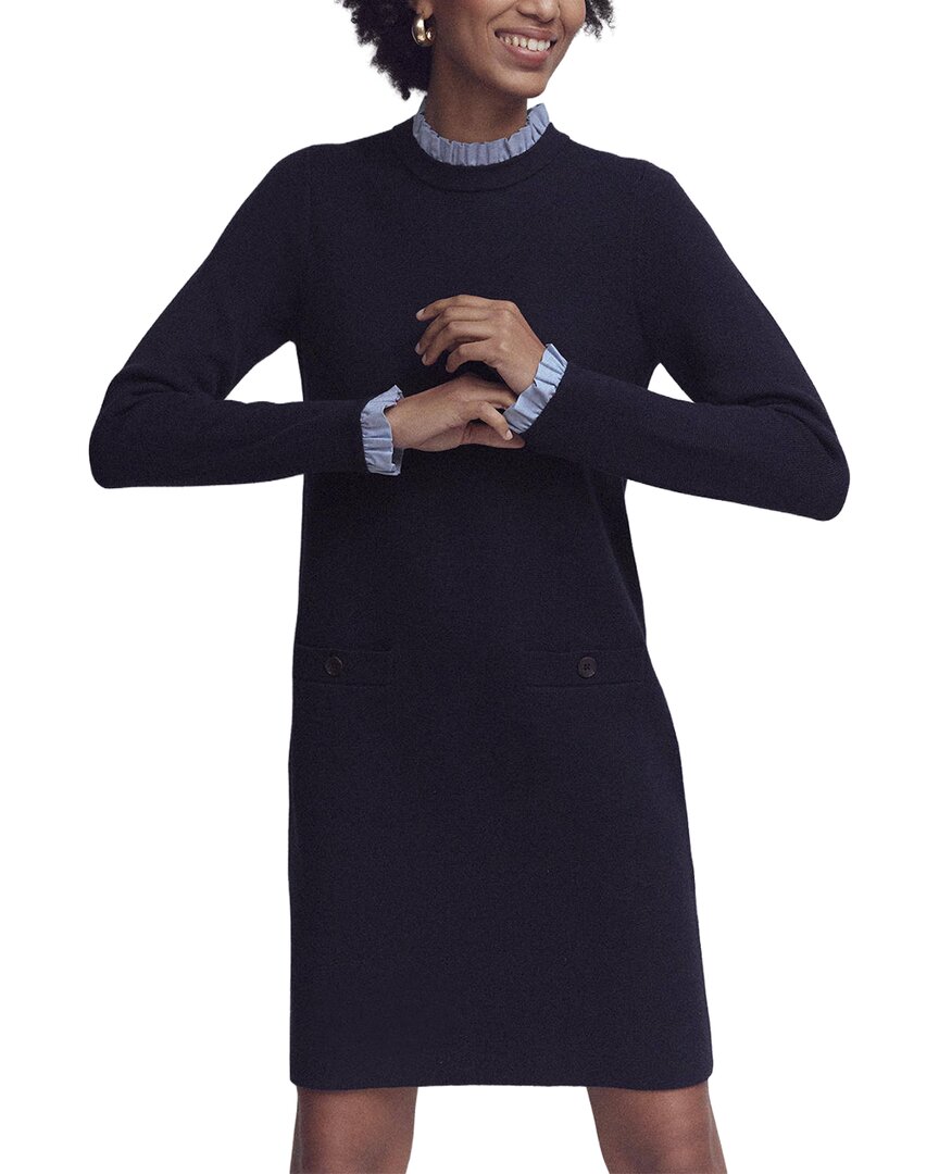 Boden Boden Woven Trim Knit Wool-Blend Dress