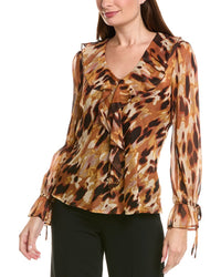 Tahari ASL Tahari Asl Yoryu Chiffon Long Sleeve Top
