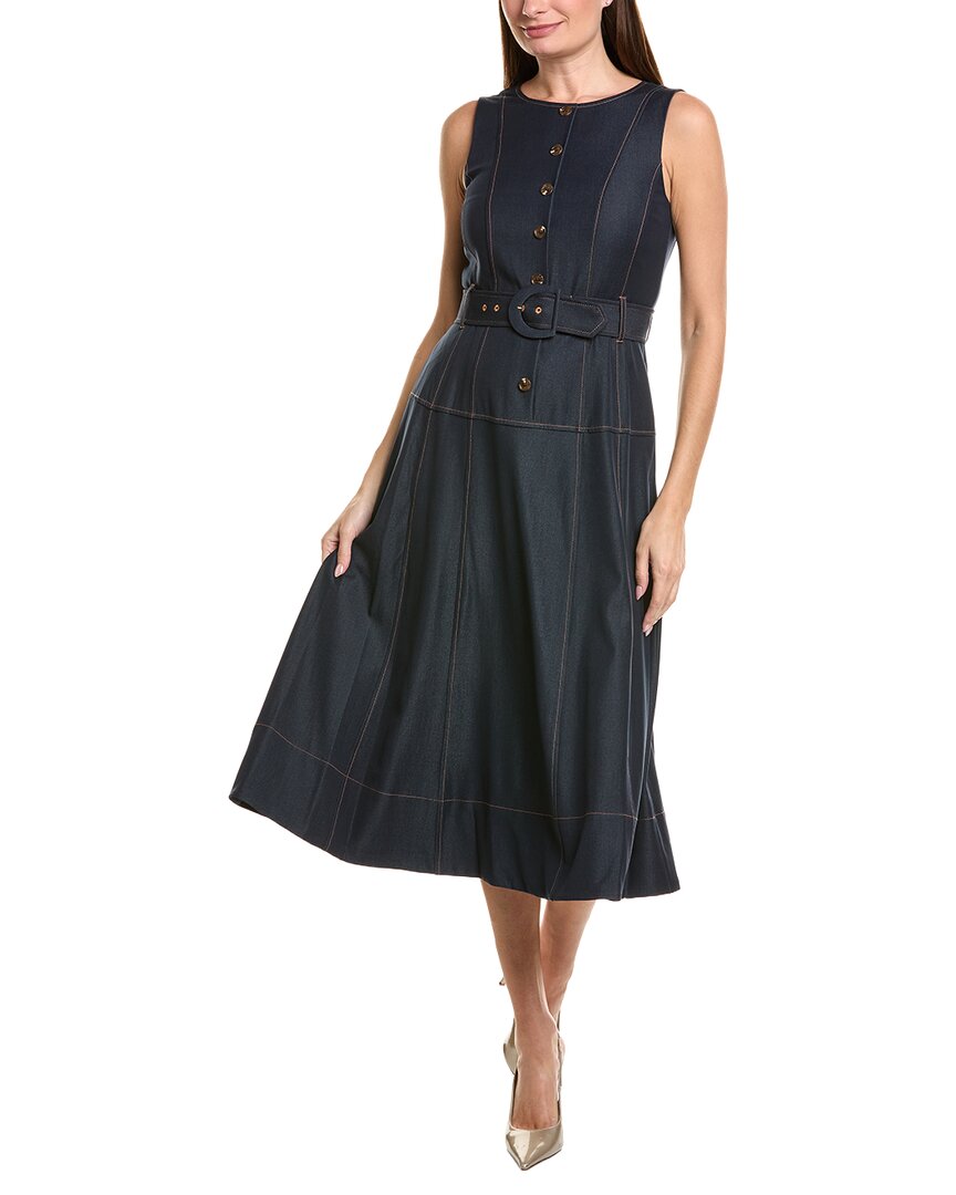 Tahari Asl Denim Sleeveless Midi Dress