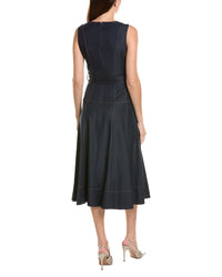 Tahari Asl Denim Sleeveless Midi Dress