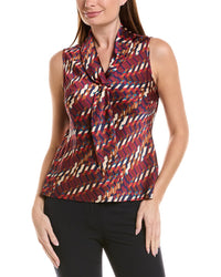 Tahari Asl Petite Hammer Satin Sleeveless Knit Top