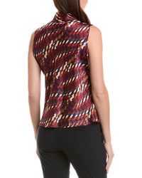 Tahari Asl Petite Hammer Satin Sleeveless Knit Top