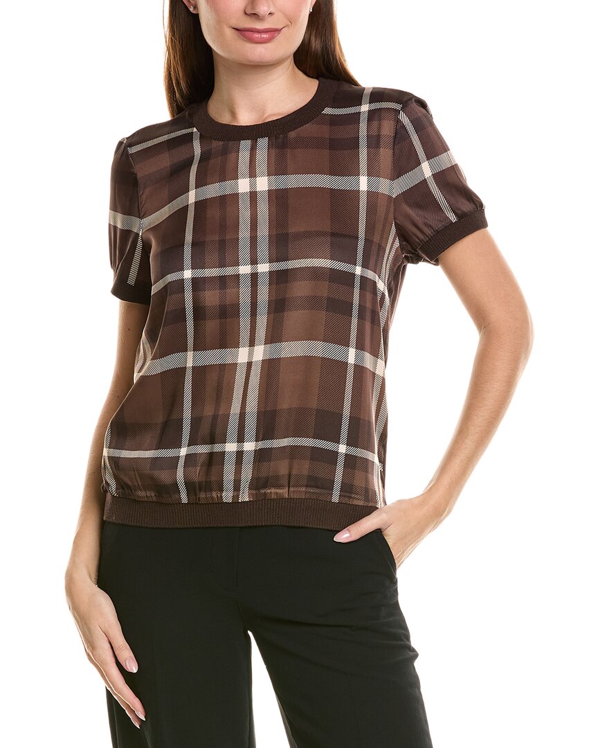 Tahari ASL Tahari Asl Scarf Twill Short Sleeve Knit Top