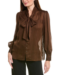 Tahari ASL Tahari Asl Satin Stripe Long Sleeve Top