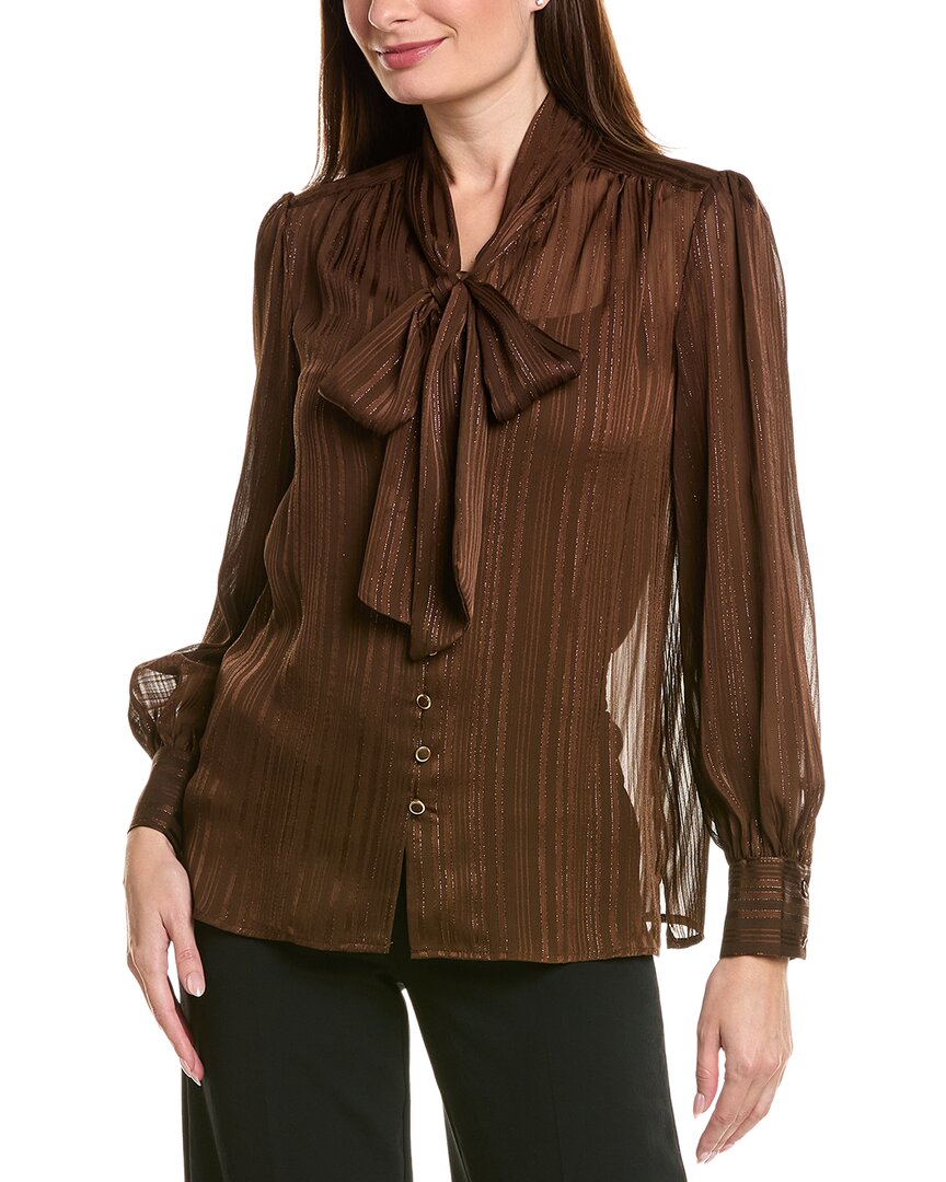 Tahari ASL Tahari Asl Satin Stripe Long Sleeve Top