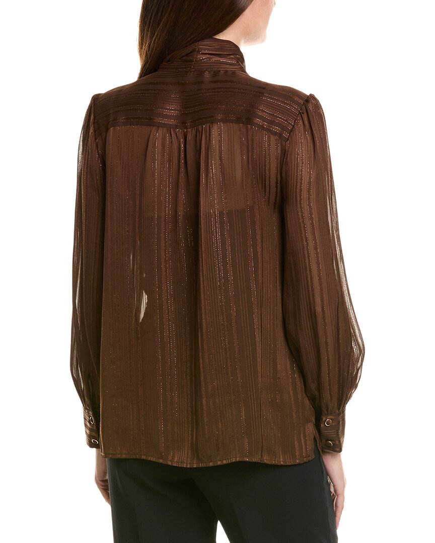 Tahari ASL Tahari Asl Satin Stripe Long Sleeve Top