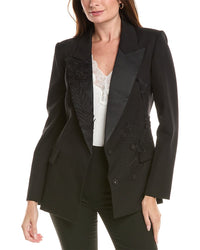 Oscar de la Renta Oscar De La Renta Floral & Fauna Silk-Lined Wool Jacket