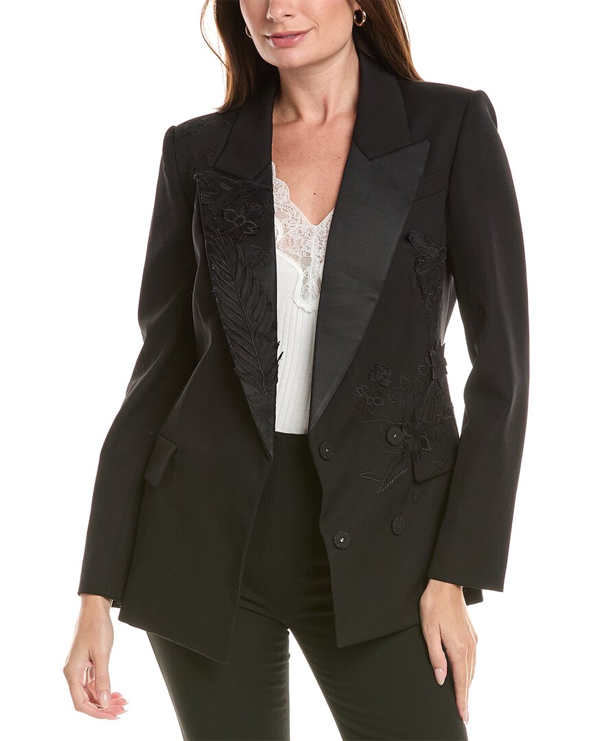Oscar de la Renta Oscar De La Renta Floral & Fauna Silk-Lined Wool Jacket