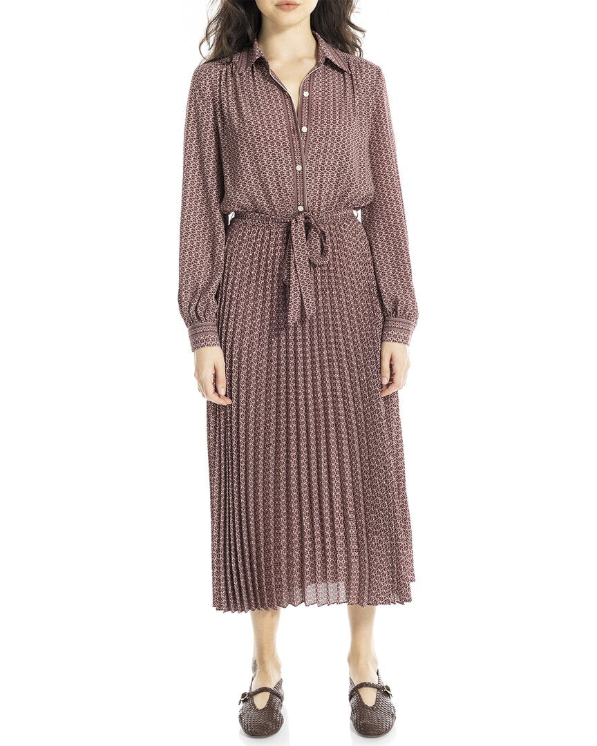 Max Studio Collar Pleated Dress