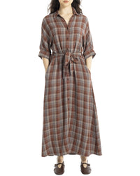 Max Studio Large Roll Sleeve Belted Dress