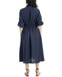 Max Studio 3/4 Sleeve Front Pleat Midi Dress