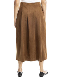 Max Studio Pleated Suede Skirt