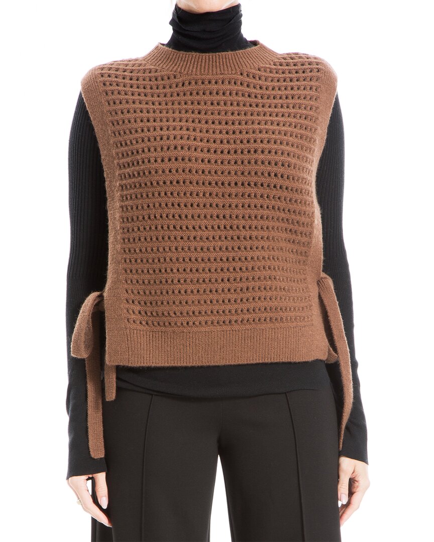 Max Studio Crew Neck Open Stitch Sweater Vest