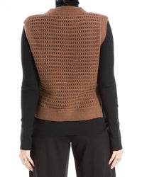 Max Studio Crew Neck Open Stitch Sweater Vest