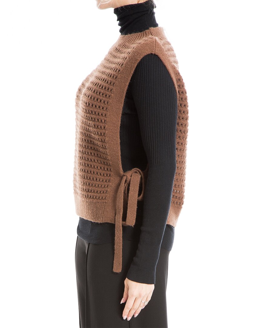 Max Studio Crew Neck Open Stitch Sweater Vest