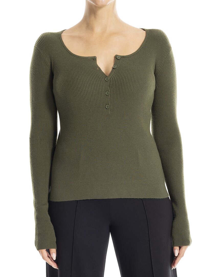 Max Studio Ribbed Henley Sweater