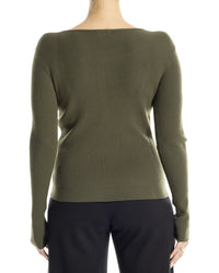 Max Studio Ribbed Henley Sweater