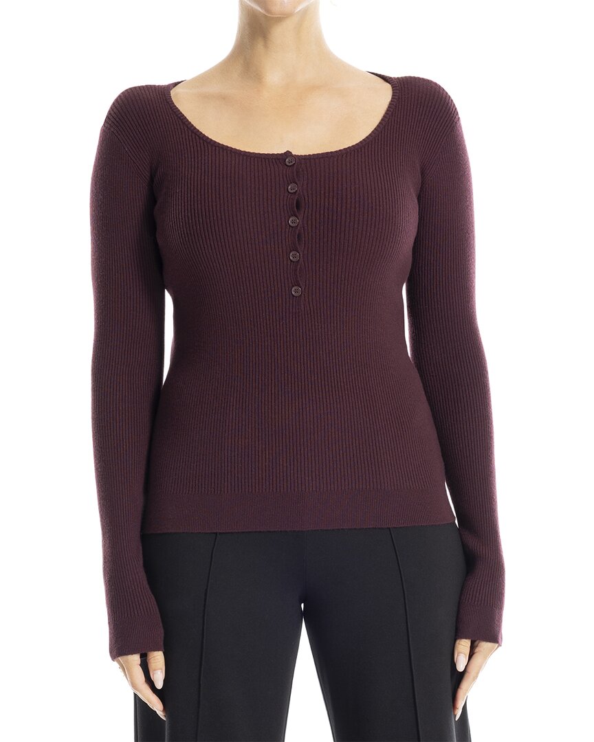 Max Studio Ribbed Henley Sweater