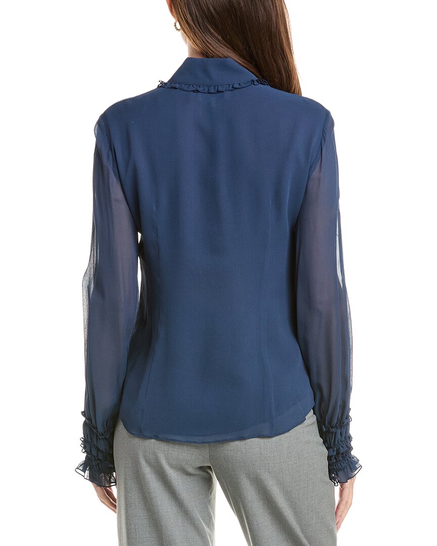 Lafayette 148 New York Lafayette 148 New York Pleated Collar Balloon Sleeve Silk Blouse