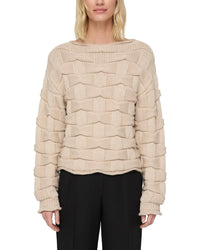 Lafayette 148 New York Lafayette 148 New York Chunky Basket Stitch Bateau Neck Wool Sweater