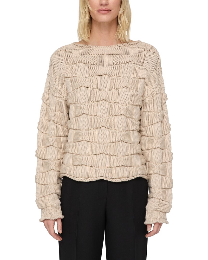 Lafayette 148 New York Lafayette 148 New York Chunky Basket Stitch Bateau Neck Wool Sweater