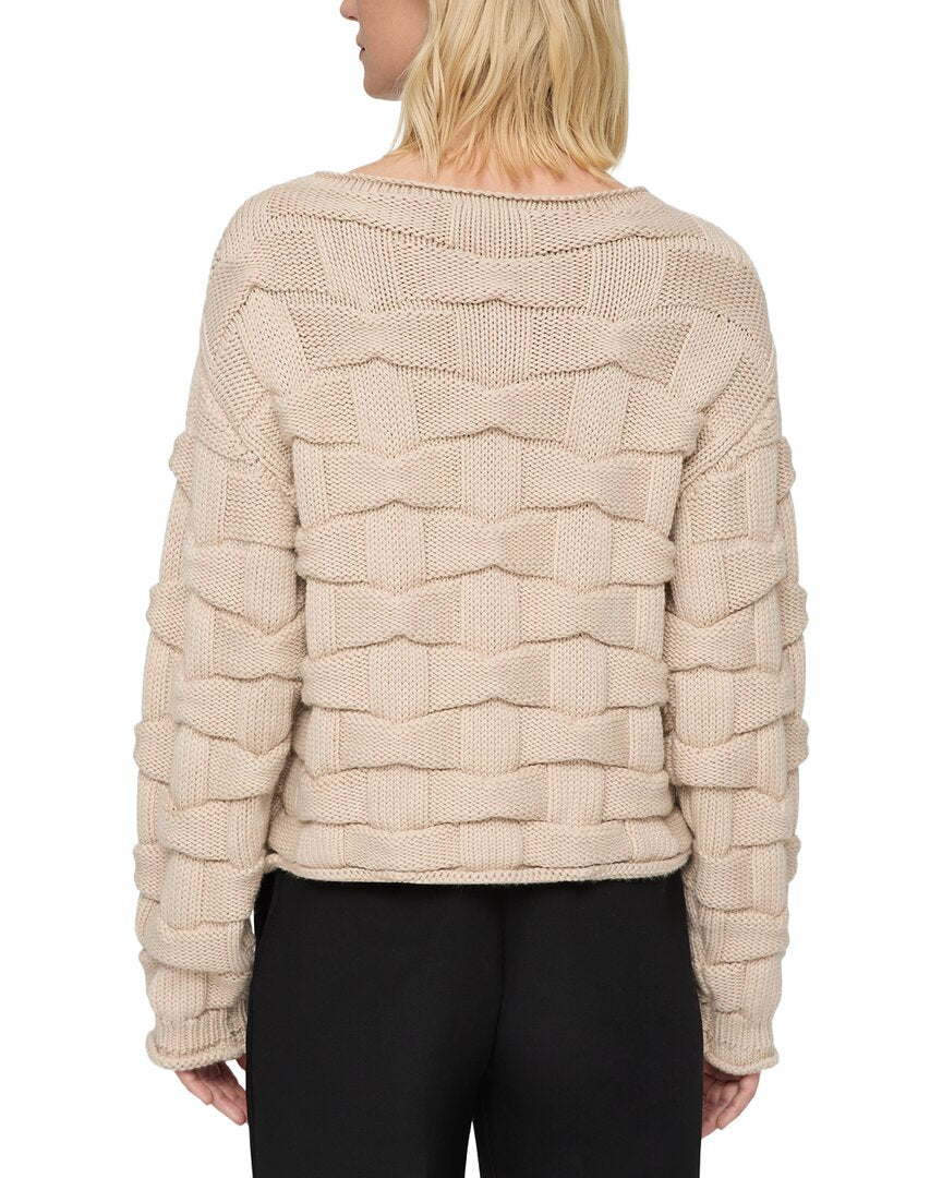 Lafayette 148 New York Lafayette 148 New York Chunky Basket Stitch Bateau Neck Wool Sweater