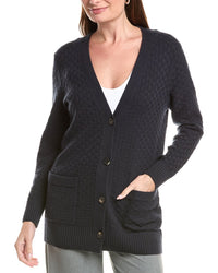 Lafayette 148 New York Lafayette 148 New York Petite Basket Stitch Button Front 100% Cashmere  Cardigan