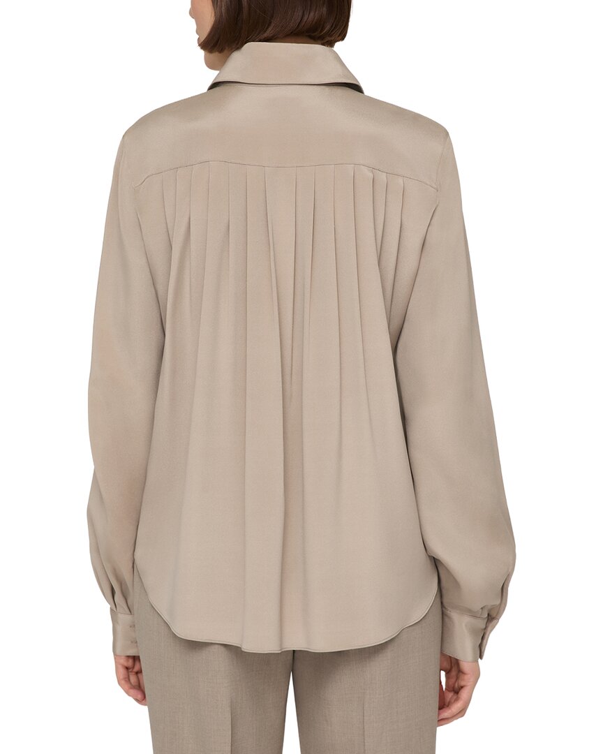 Lafayette 148 New York Plus Hidden Button Silk-Blend Blouse