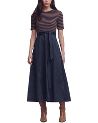 Boden Boden Crew Neck Mix Media Dress