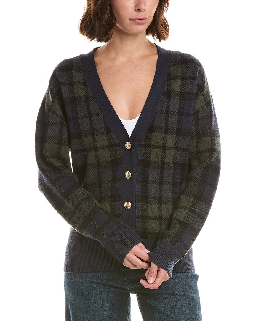 French Connection Plaid Oversized Wool-Blend Cardigan