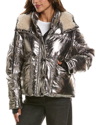 Moncler Calaque Metallic Hooded Ski Jacket