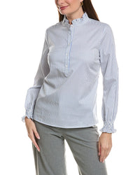tyler böe Tyler Böe Gwen Pinstripe Ruffle Neck Top