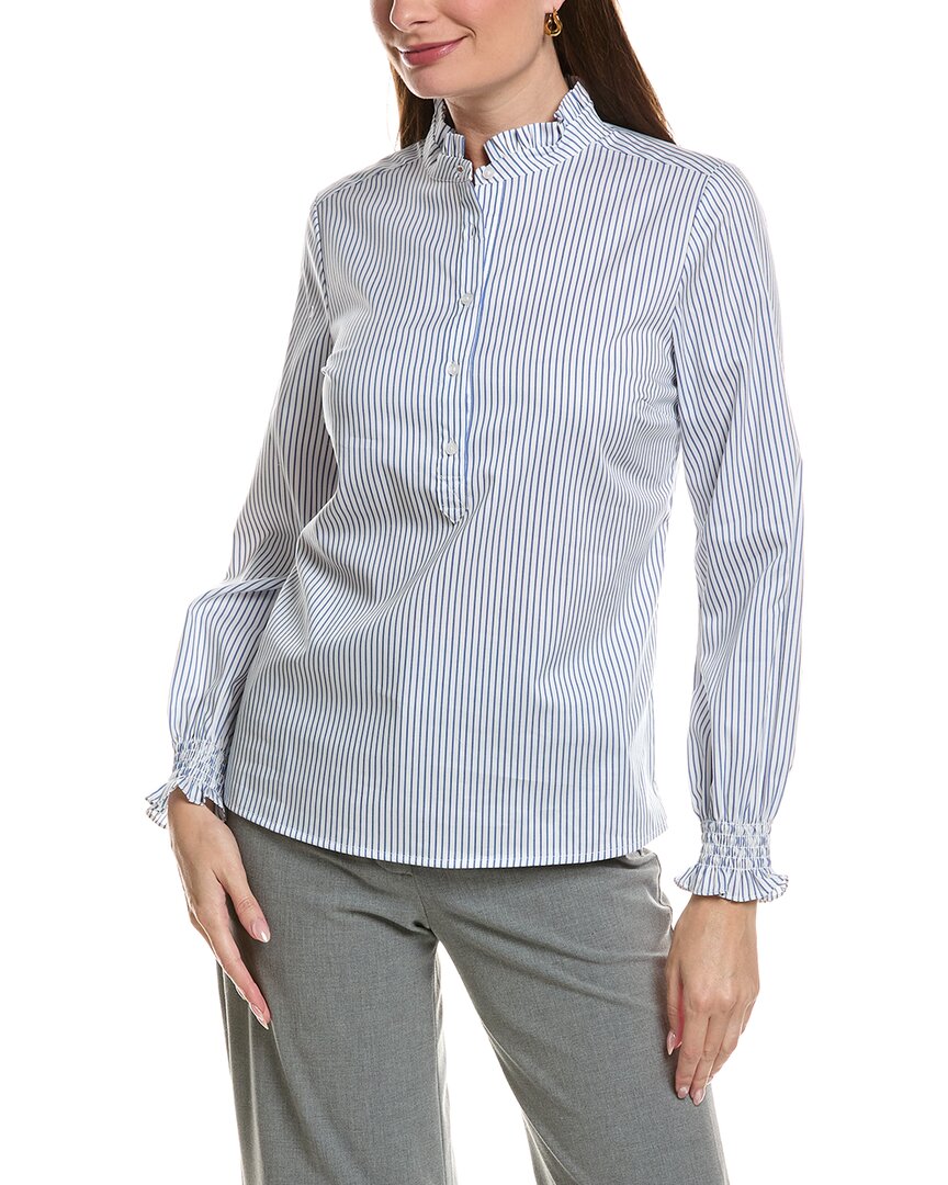tyler böe Tyler Böe Gwen Pinstripe Ruffle Neck Top