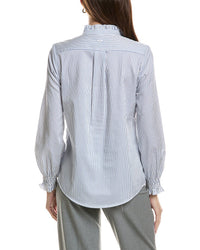 tyler böe Tyler Böe Gwen Pinstripe Ruffle Neck Top