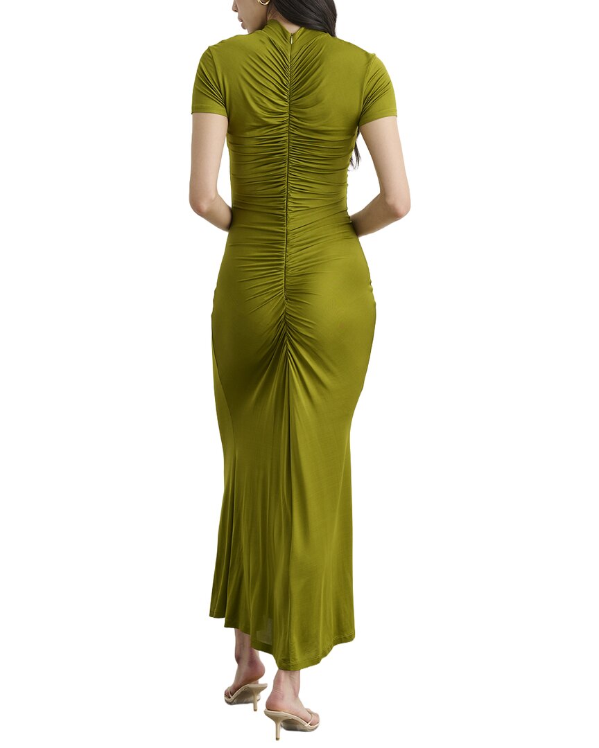 Toccin Gracelyn Mock Neck Short Sleeve Ruched Midi Dress