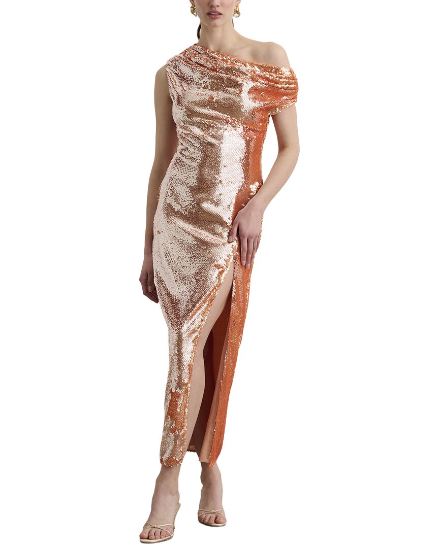 Toccin Audrey Asymmetrical Draped Midi Dress