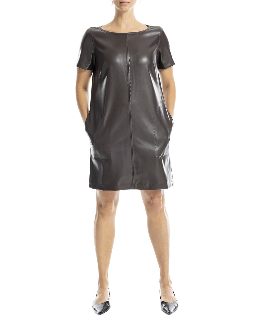 Max Studio Short Sleeve Leaterette Short Dress