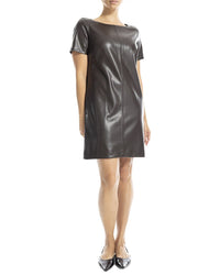 Max Studio Short Sleeve Leaterette Short Dress