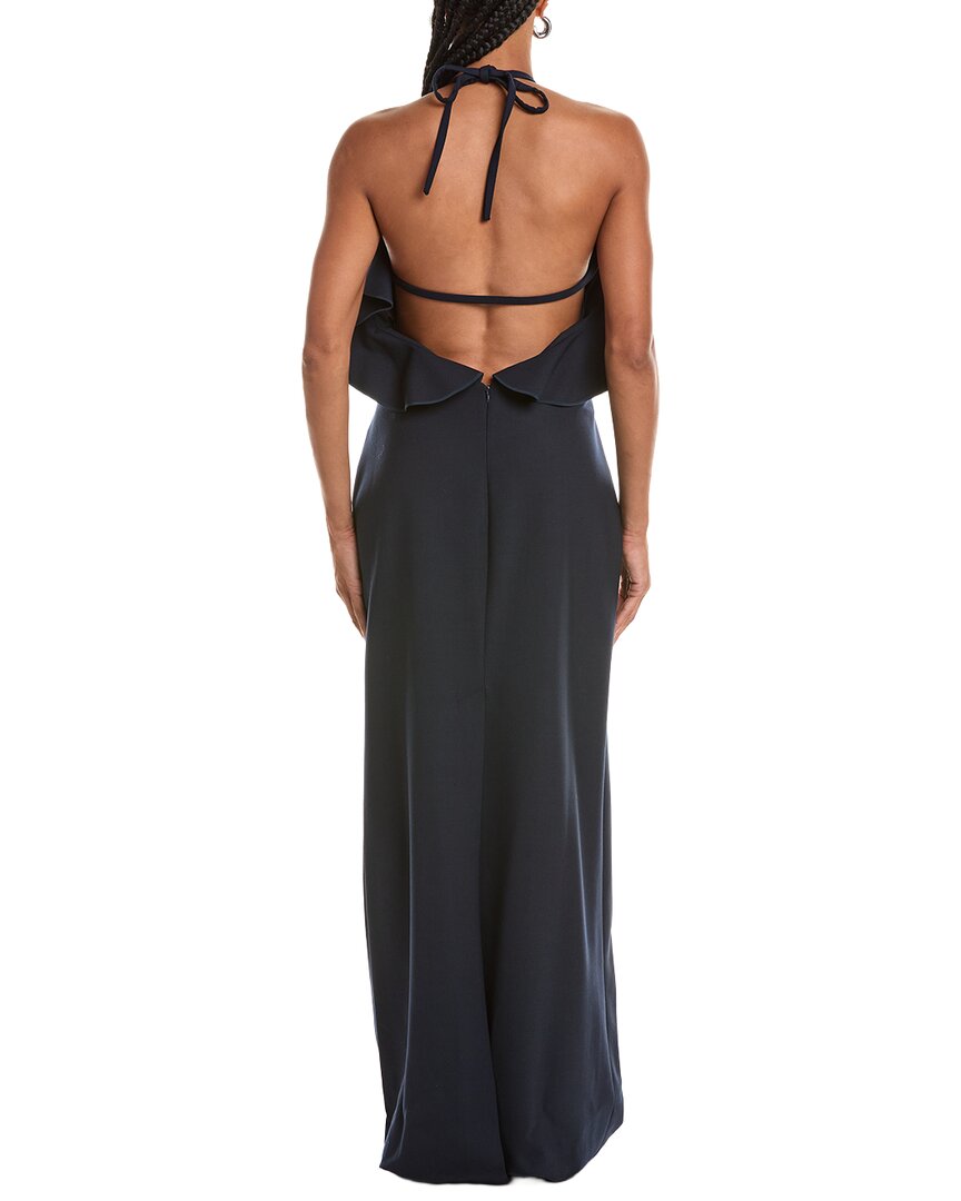 Oscar De La Renta Ruffle Column Wool-Blend Gown
