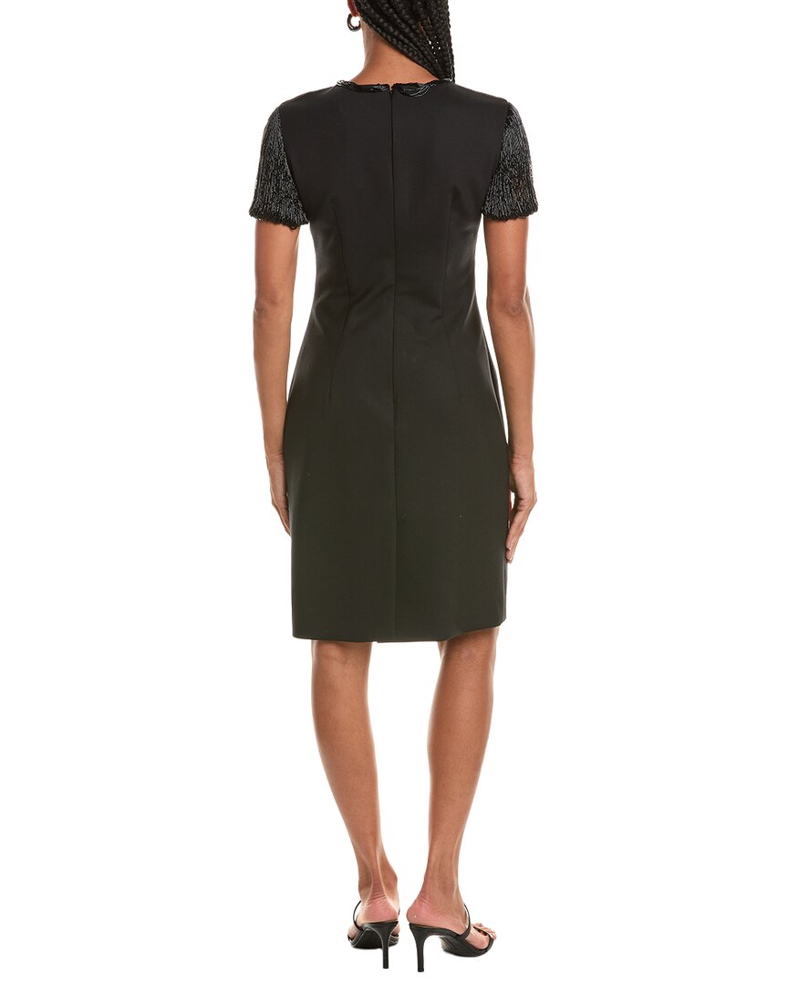 Oscar De La Renta Embroidered Wool-Blend Cocktail Dress