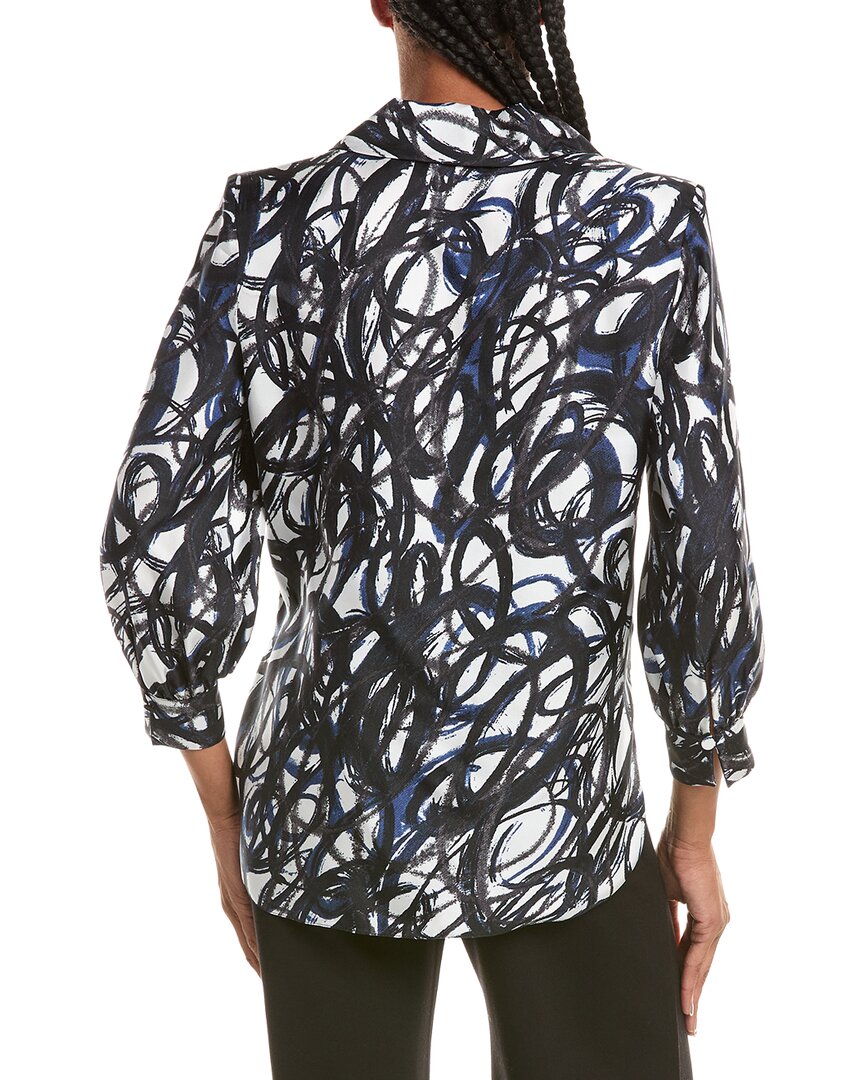 Oscar De La Renta Scribble Print Silk Shirt