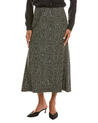 Oscar De La Renta Chevron Wool Tailored Midi Skirt