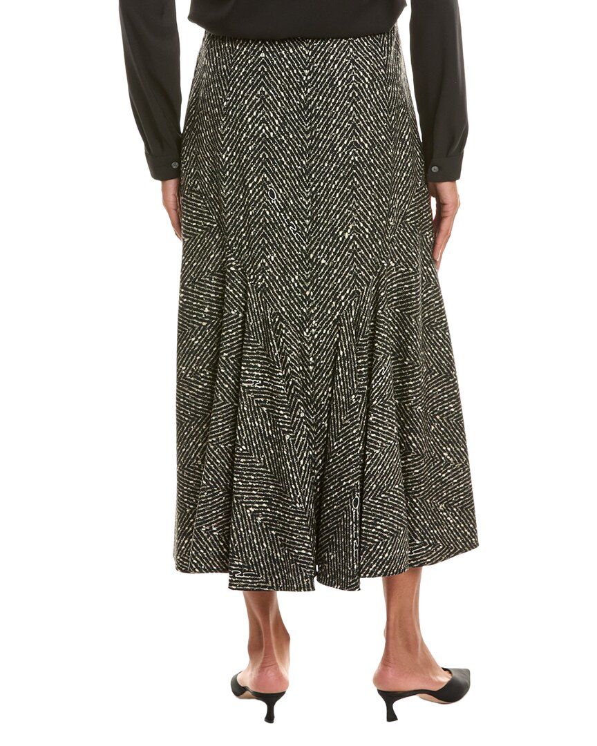Oscar De La Renta Chevron Wool Tailored Midi Skirt