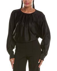 Oscar De La Renta Embroidered Georgette Blouse