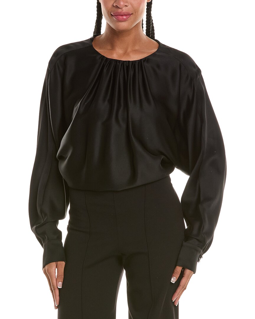 Oscar De La Renta Embroidered Georgette Blouse