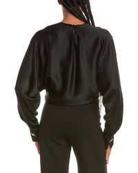Oscar De La Renta Embroidered Georgette Blouse