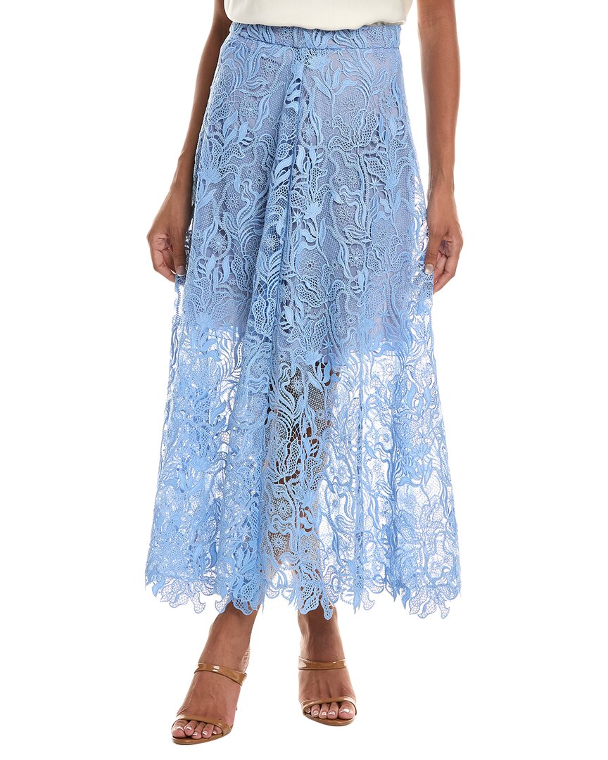 Oscar De La Renta Bellflower Guipure A-Line Skirt
