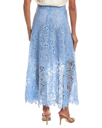 Oscar De La Renta Bellflower Guipure A-Line Skirt